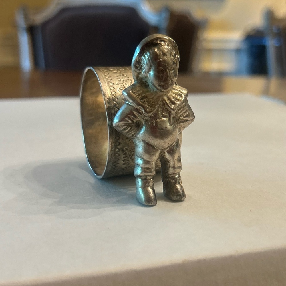 Vintage SilverPlate Figural Victorian Boy Napkin Holder Ring